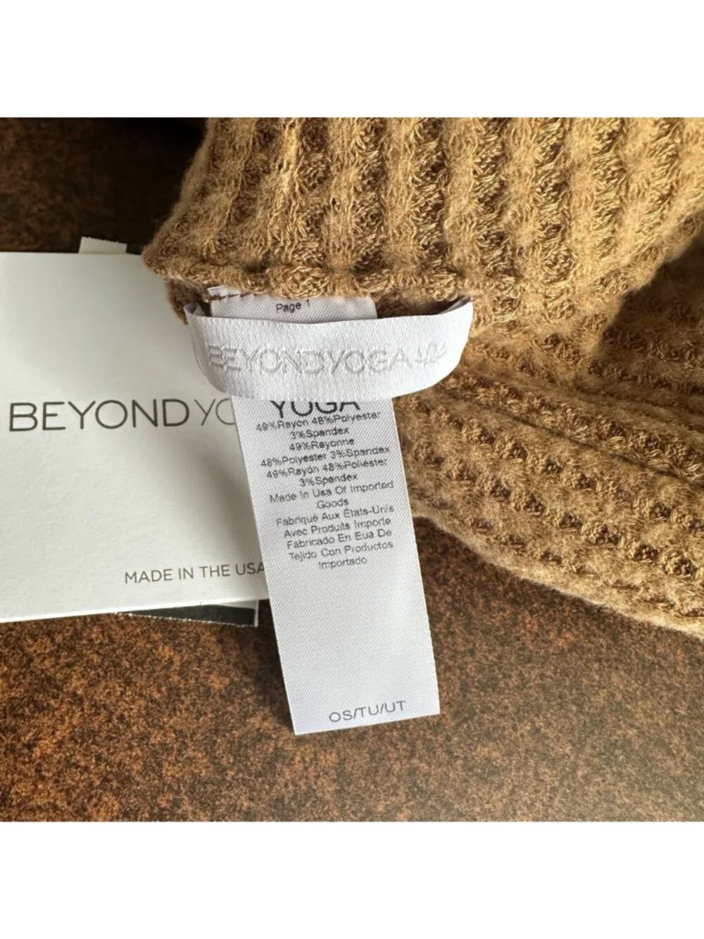 Beyond Yoga Waffle Knit Long Infinity Scarf Toffee Tan One Size NWT WA9048